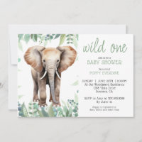 Schattigee Waterverf Wild One Olifant Baby shower