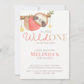 Schattigee Waterverf Wild One Sloth Baby shower Kaart (Voorkant)