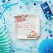 Schattigee Waterverf Wild One Sloth Baby shower Papieren Bordje (Feest)