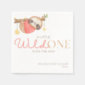 Schattigee Waterverf Wild One Sloth Baby shower Servet (Voorkant)