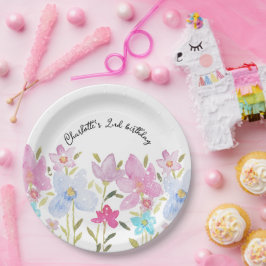 Schattigee Waterverf Wildbloemen monogram Papieren Bordje