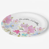 Schattigee Waterverf Wildbloemen monogram Papieren Bordje (Gekanteld)