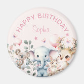 Schattigee Waterverf Wilde Dieren Roze Meisje Verj Magneet (Voorkant)