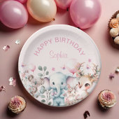 Schattigee Waterverf Wilde Dieren Roze Meisje Verj Papieren Bordje