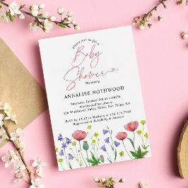 Schattigee Waterverf Wildflower Baby shower Kaart