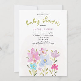 Schattigee Waterverf Wildflower Illustratie Kaart