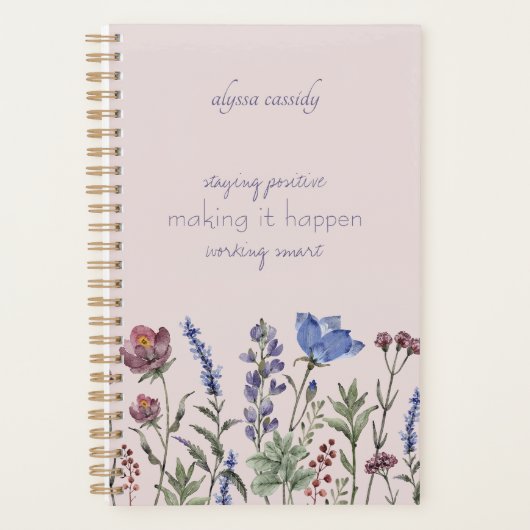 Schattigee Waterverf Wildflowers Girly Planner (Voorkant)