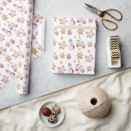 Schattigee Waterverf Winter Glowes Sneeuwman Cooki Cadeaupapier