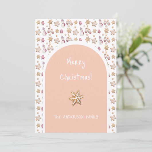 Schattigee Waterverf Winter Glowes Sneeuwman Cooki Feestdagenkaart (Staand voorkant)