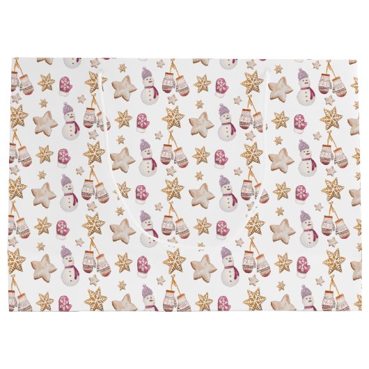 Schattigee Waterverf Winter Glowes Sneeuwman Cooki Groot Cadeauzakje (Achterkant)