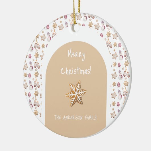 Schattigee Waterverf Winter Glowes Sneeuwman Cooki Keramisch Ornament (Links)