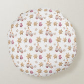 Schattigee Waterverf Winter Glowes Sneeuwman Cooki Rond Kussen (Achterkant)