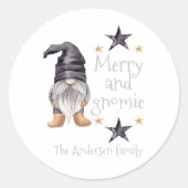 Schattigee Waterverf Winter Gnome Kerst Ronde Sticker (Voorkant)