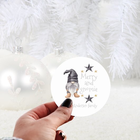 Schattigee Waterverf Winter Gnome Kerst Ronde Sticker