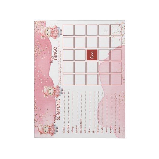 Schattigee Waterverf Winter Kitty Cat Baby shower Notitieblok (Linkerzijde)