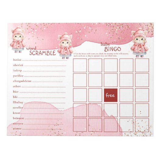 Schattigee Waterverf Winter Kitty Cat Baby shower  Notitieblok (Voorkant)