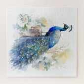 Schattigee Waterverf Winter Peacock Legpuzzel (Horizontaal)