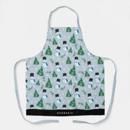 Schattigee Waterverf Winter Sneeuwpatroon Aangepas Schort