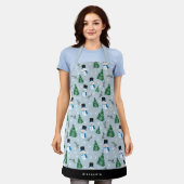 Schattigee Waterverf Winter Sneeuwpatroon Aangepas Schort (Gedragen)