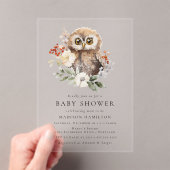 Schattigee Waterverf Winter Uil Baby shower Acryl Uitnodigingen (Insitu (Draagbaar))