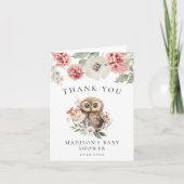 Schattigee Waterverf Winter Uil Baby shower Bedankkaart (Voorkant)