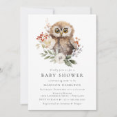 Schattigee Waterverf Winter Uil Baby shower Kaart (Voorkant)