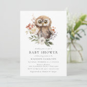 Schattigee Waterverf Winter Uil Baby shower Kaart (Staand voorkant)