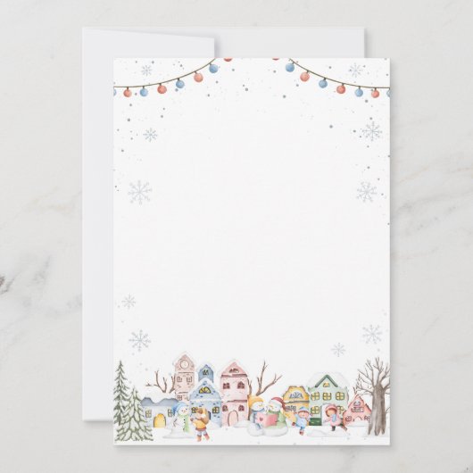 Schattigee Waterverf Winter Vakantie Kerstmarkt Kaart (Achterkant)
