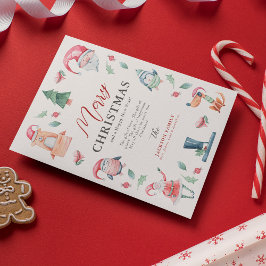 Schattigee Waterverf Winter Vrolijk Kerstfeest Feestdagenkaart