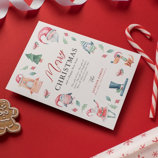 Schattigee Waterverf Winter Vrolijk Kerstfeest Feestdagenkaart