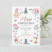 Schattigee Waterverf Winter Vrolijk Kerstfeest Feestdagenkaart (Staand voorkant)
