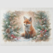 Schattigee Waterverf Winter Woodland Fox Decoupage Tissuepapier (Voorkant)