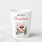 Schattigee Waterverf Winter Woodland gepersonalise Papieren Bekers (Achterkant)