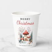 Schattigee Waterverf Winter Woodland gepersonalise Papieren Bekers (Voorkant)