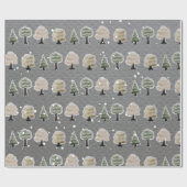 Schattigee Waterverf Winterbomen Sneeuwgrijs Cadeaupapier (Vlak)