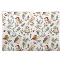 Schattigee Waterverf Wintervogel en Twig Pattern
