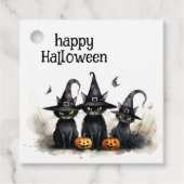 Schattigee Waterverf Witchy Cats Pompoenen Hallowe Bedankjes Labels (Voorkant)