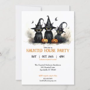 Schattigee Waterverf Witchy Cats Pompoenen Hallowe Kaart