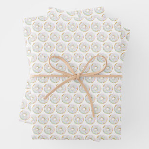 Schattigee Waterverf Witte Sprinkle Donuts Pattern Inpakpapier Vel