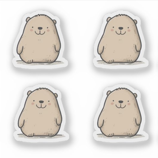 Schattigee Waterverf wombat Sticker (Voorkant)