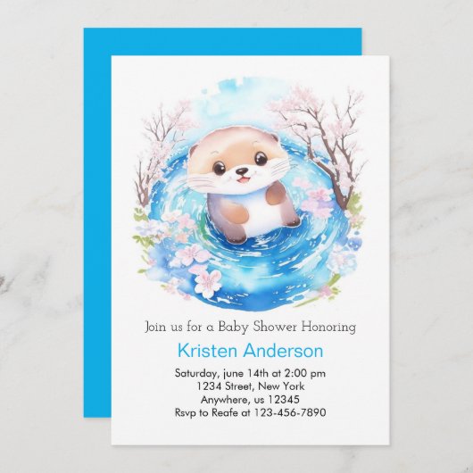 Schattigee Waterverf Wonderland Otter Boy Baby sho Kaart (Voorkant / Achterkant)