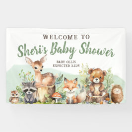 Schattigee Waterverf Woodland Animal Baby shower B Spandoek