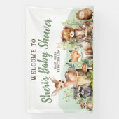 Schattigee Waterverf Woodland Animal Baby shower B Spandoek (Verticaal)