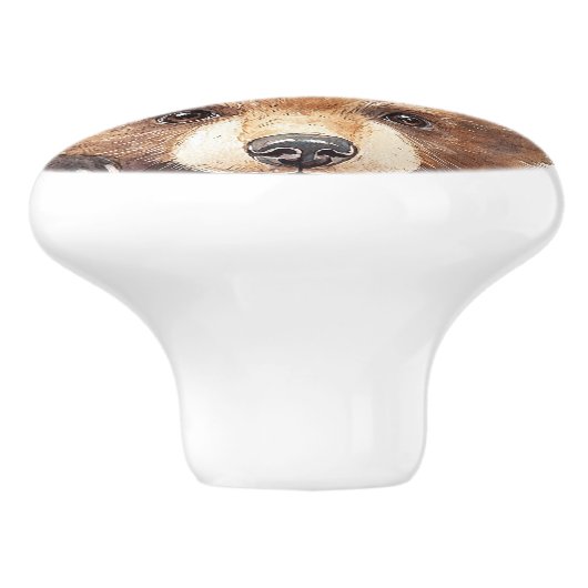 Schattigee Waterverf Woodland Animal Beer Nursery  Keramische Knop (Zijkant)