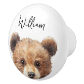 Schattigee Waterverf Woodland Animal Beer Nursery Keramische Knop (Rechts)