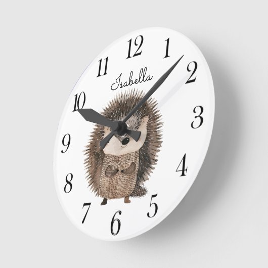 Schattigee Waterverf Woodland Animal Hedgehog Nurs Ronde Klok (Hoek)