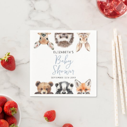 Schattigee Waterverf Woodland Animals Boy Baby sho Servet (Insitu)