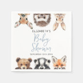 Schattigee Waterverf Woodland Animals Boy Baby sho Servet (Voorkant)