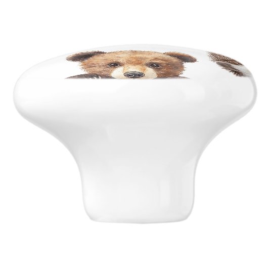 Schattigee Waterverf Woodland Animals Nursery Room Keramische Knop (Zijkant)