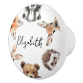 Schattigee Waterverf Woodland Animals Nursery Room Keramische Knop (Rechts)